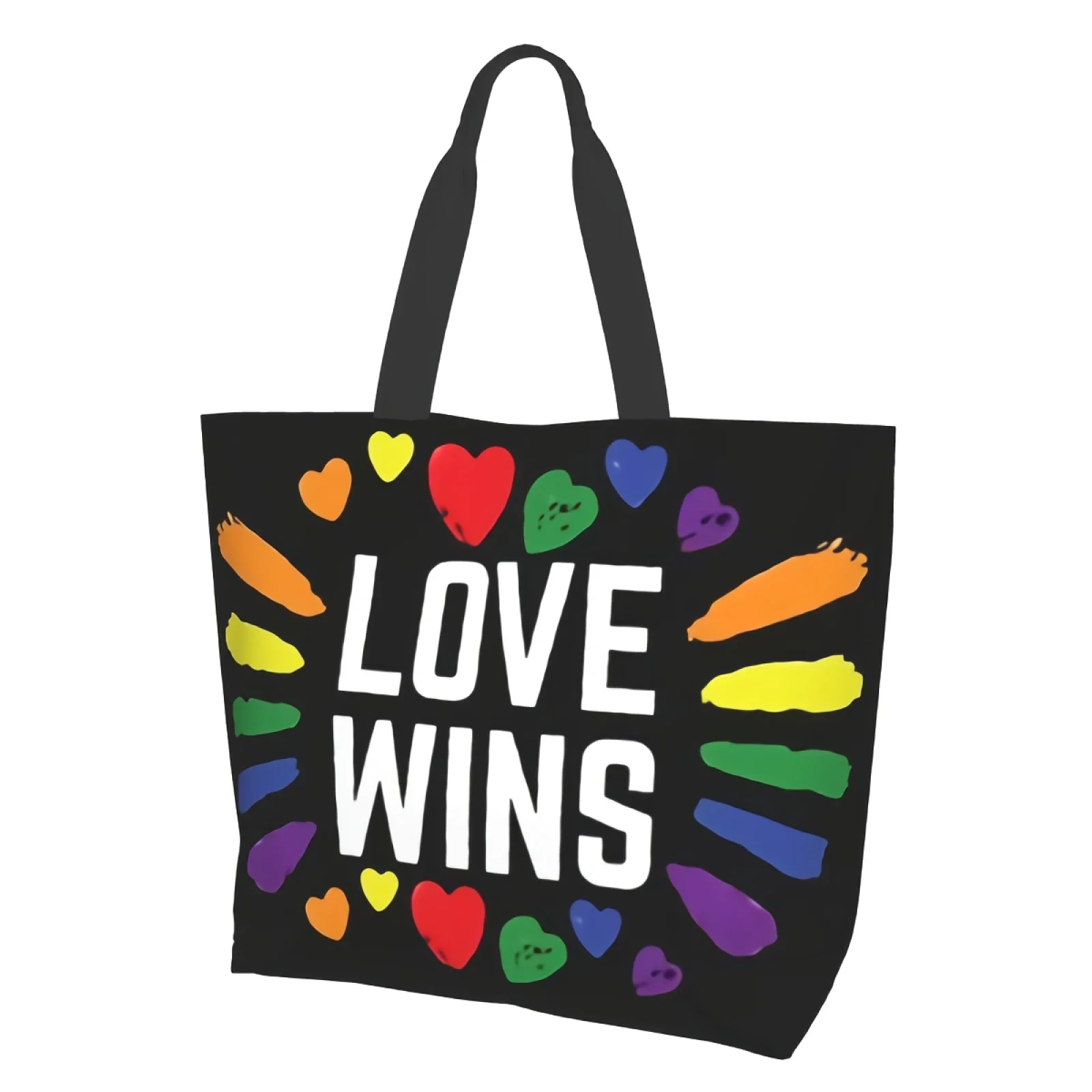 Love Wins Tote Bag Women Casual Shoulder Bag Handbag Reusable Multipurpose Heavy Duty Shopping Grocery Bag for Outdoors