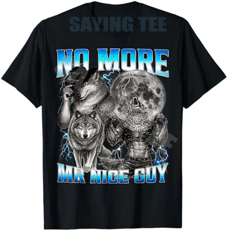 Kein netter Herr-Männerfreund mehr – Lustiges Alpha-Wolf-Meme Werwolf T-Shirt für Herren und Damen – Y2K Witziges Ästhetisches Silly Wolves Grafik-Kleidungsstück Neuheitstee – Detail 4