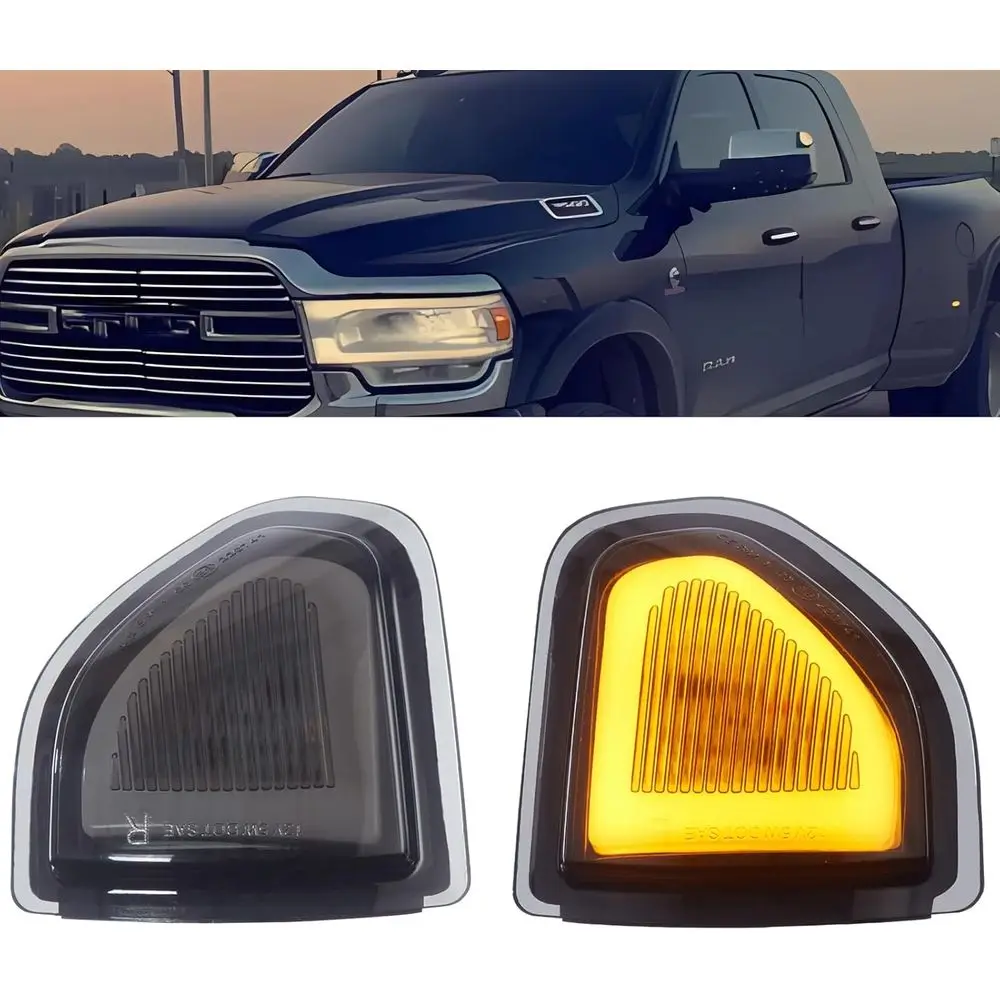 

Amber LED Side Mirror Turn Signal Lights or 1500 2500 3500 4500 5500 Smoked Cover Lens Tow Mirror Turn Signal Lamp Replace or 68