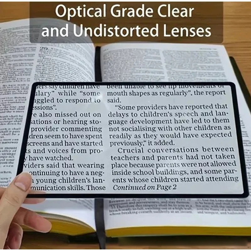 Full Page Large Sheet Magnifying Glass Useful Reading Aid Magnifier Ultra-thin Glass Page Magnifying Lens for Book Newspaper