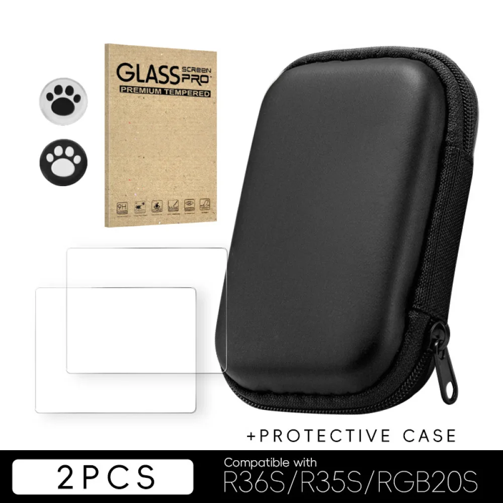 1Pc Storage Bag + 2Pcs Protective Film + 2Pcs Keycaps For R36S/R35S/RGB20S Game Console