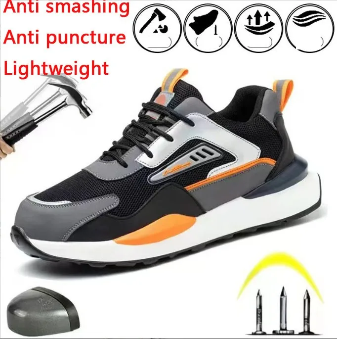 Imagem -04 - Sapatos de Segurança Ultra Leves de Tecido Voador Masculino Toe Caps de Aço Respirável Anti Esmagamento Piercing Trabalho Verão Novo 2024