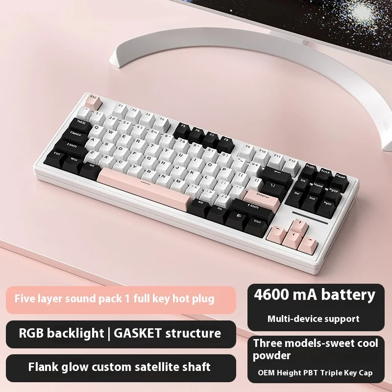 Imagem -04 - Ataque Shark-m87 Teclado Mecânico Bluetooth sem Fio Terceiro Exame Mock Junta Personalizada Rgb Hot Plug Gamer Gift