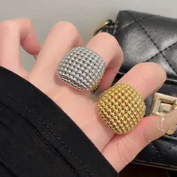 Vintage Hollow Metal Geometric Round Ball Beads Rings for Women Girls Exquisite Fashion Couples Party Jewelry Gifts 2024 New
