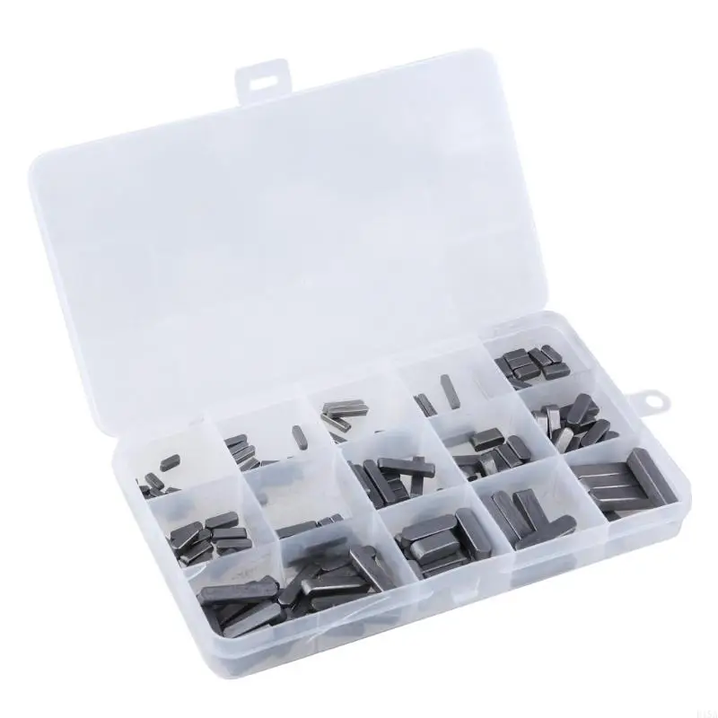 E15A 140Pcs Key Stock Assortment 3mm 4mm 5mm 6.0mm Key Stock Keystock Round Ended Feather Key Parallel Drive Shafts Key