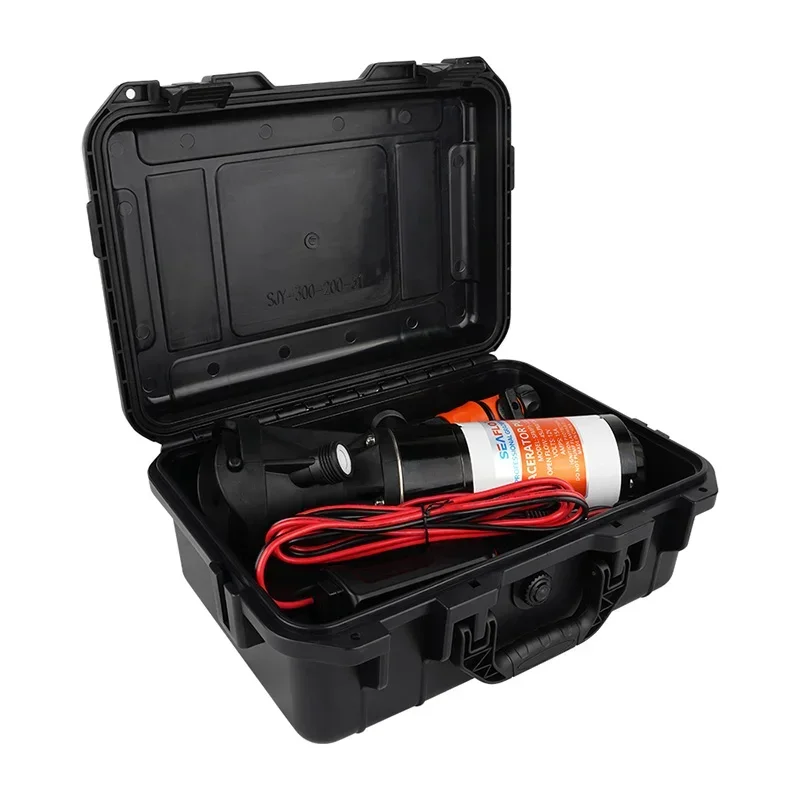 SEAFLO 12GPM 144W RV Waste Pump with Remote Hand Held on/off Switch RV New 4-leaf Blade Design Portable Macerator Pump Kit