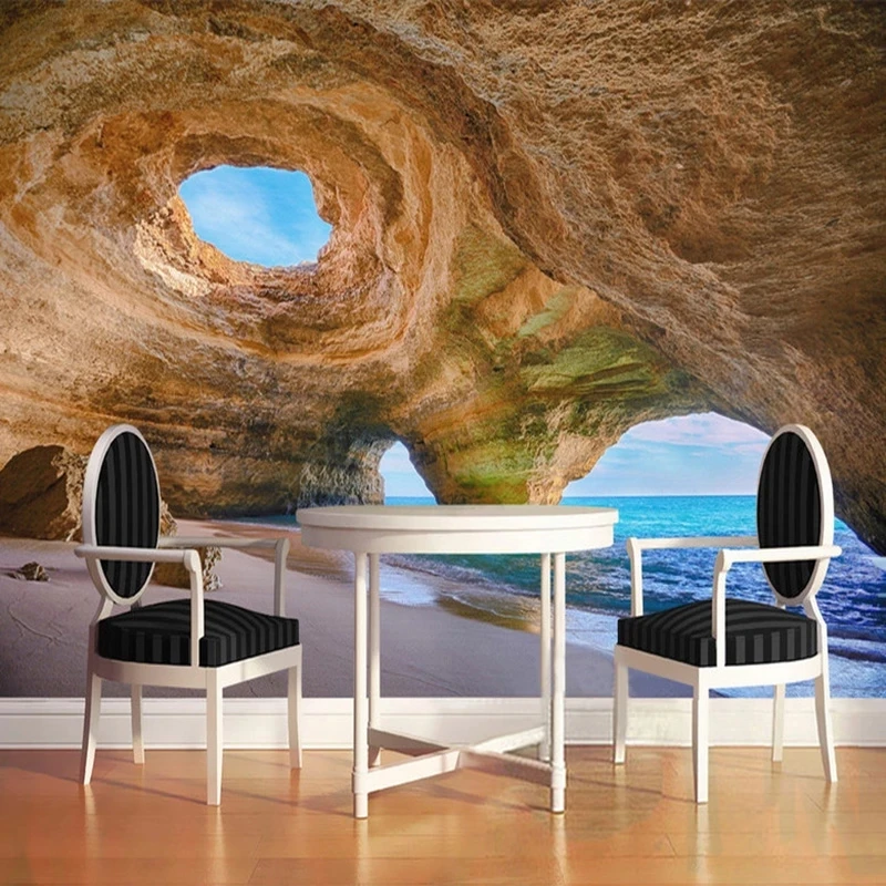 Custom Seaside Cave Wallpaper Restaurant Clubs Mural Modern Creativity Living room TV background bedroom restaurant study Hotel