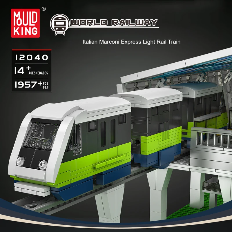 قالب الملك 12040 ألعاب السيارات التقنية RC الإيطالية ماركوني اكسبرس قطار السكك الحديدية الخفيفة بنة الطوب الاطفال هدية الكريسماس