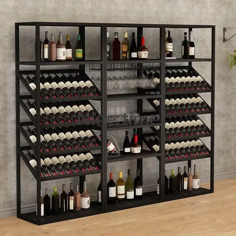 

Holder Cocktail Wine Cabinets Living Room Unique Metal Commercial Bar Cabinet Display Traditional Botellero Vino Home Furniture