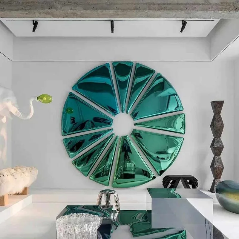 Nordic modern designer creative light luxury stainless steel pizza wall decoration corridor aisle round wall pendant
