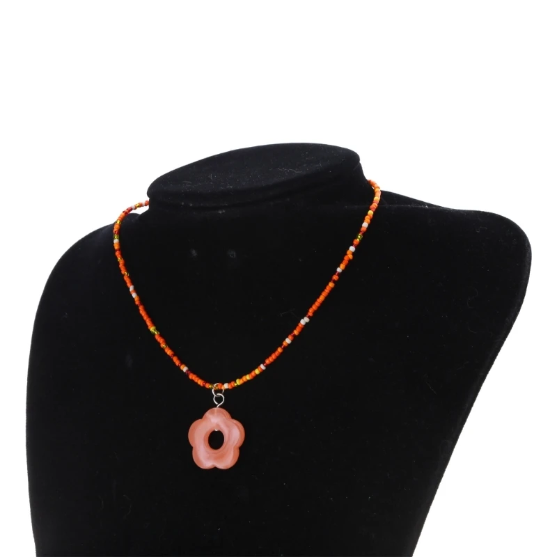 Rice Bead Flower Necklace Beach Necklace Jewelry Suitable for Ladies Girl Dropship