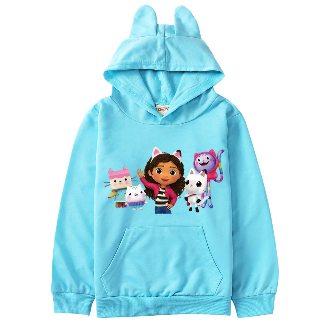 Sweat à capuche de course Gabby House pour enfants, manches longues, pull décontracté, bébés filles, garçons, dessins animés, ensembles de vêtements