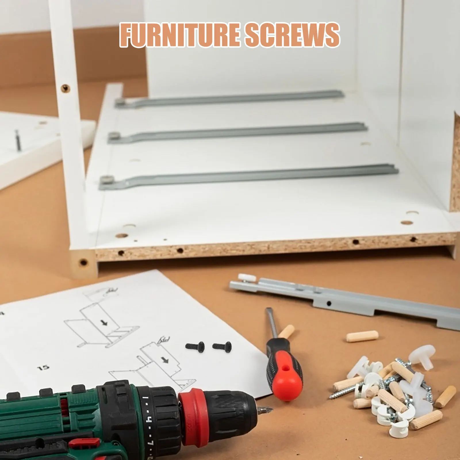 

50Pcs Black Machine Screws Bolts Countersunk Flat Head Design Furniture Bookshelves Shelving Units Black Machine Screws Bolts