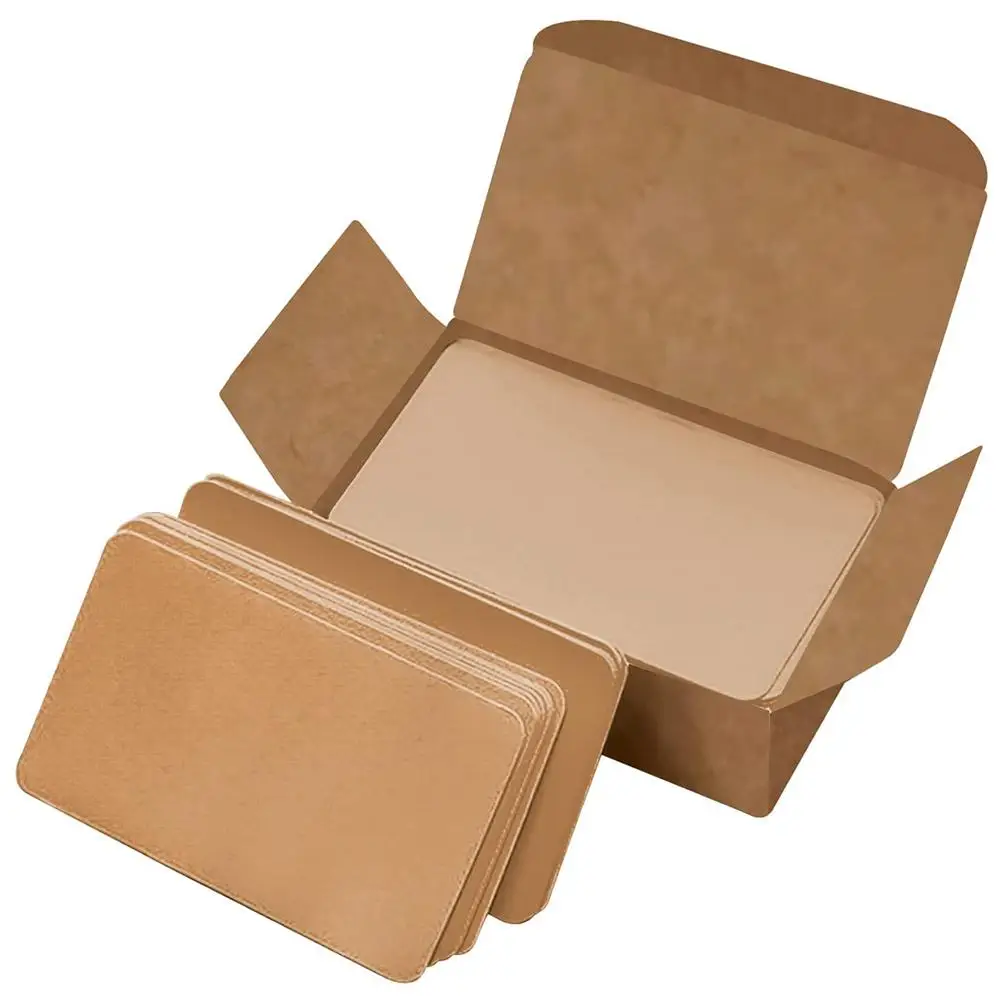 100pcs Kraft Paper Cards Blank Mini Index Flashcards for Studying School Kids Vocabulary Memo Travel Office Lightweight