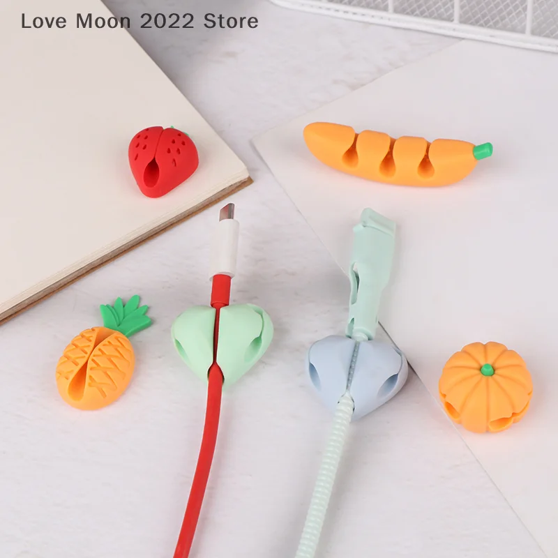 2/4Pcs Cute Love Pineapple Cable Winder Cable Organizer Adhesive Cord Holder Multipurpose Wire Management Clips For Desk Wall