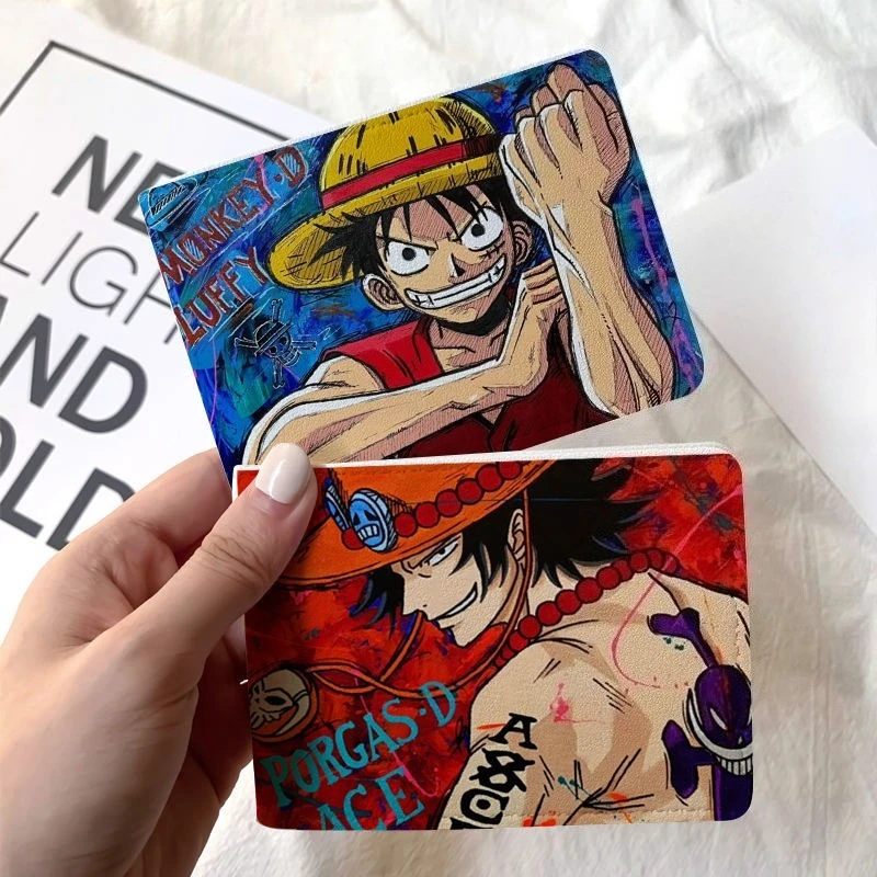 

ONE PIECE Luffy Ace Card Bag Slim Compact Bank ID Card Case Driver's License Wallet Anime Anti Demagnetization Card Holder Gift