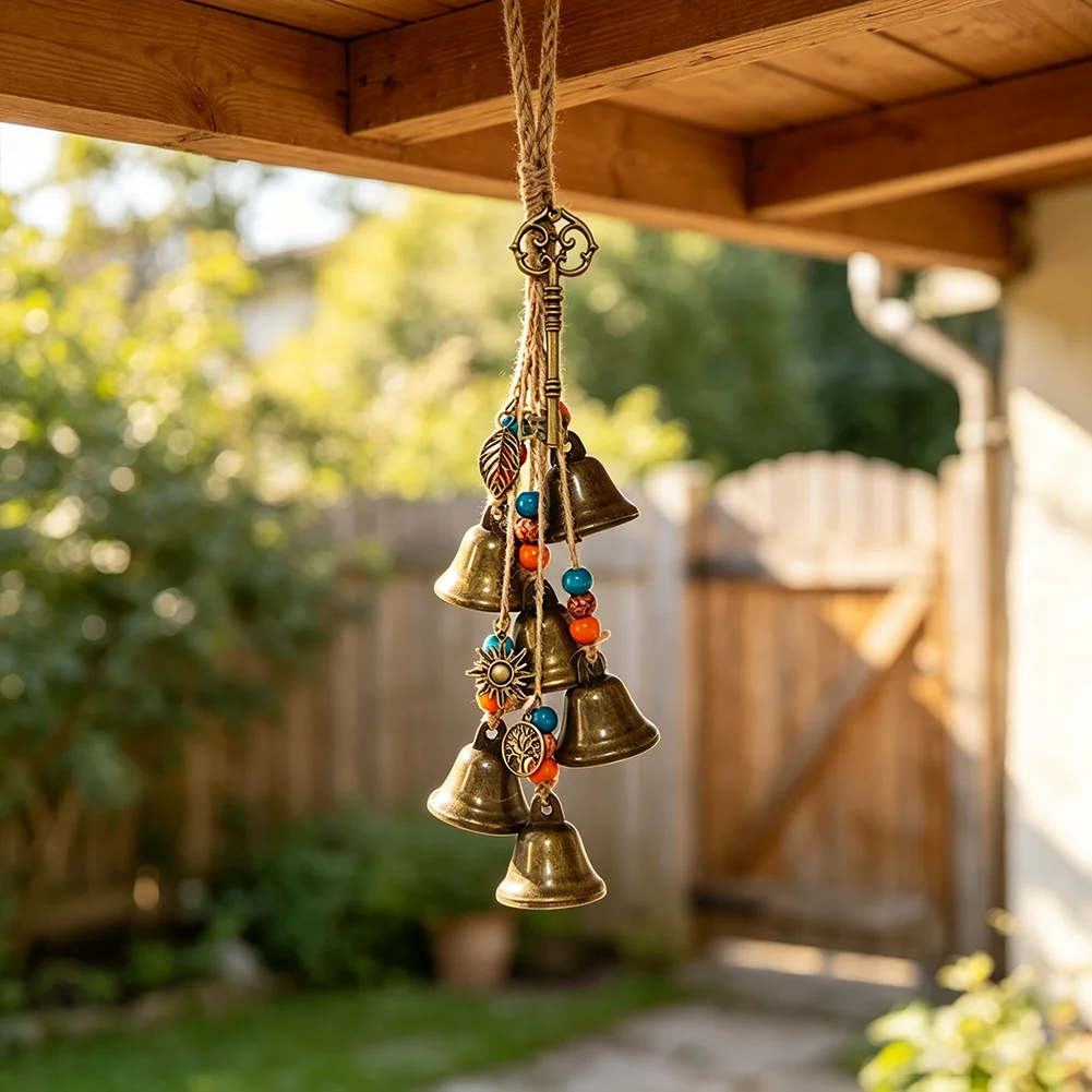 Vintage Boho Metal Bell Wind Chime Hanging Decorative Wind Chimes Outdoor Gardens Homes Witch Bell Door Handle Hanging Ornament