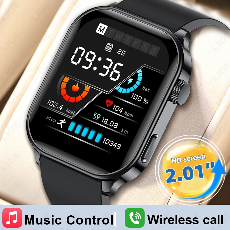 

New Outdoor Sport Smart Watch Men 2.01" HD Screen Heart Rate Sleep Health Monitor Pedometer Waterproof Bluetooth Call Smartwatch