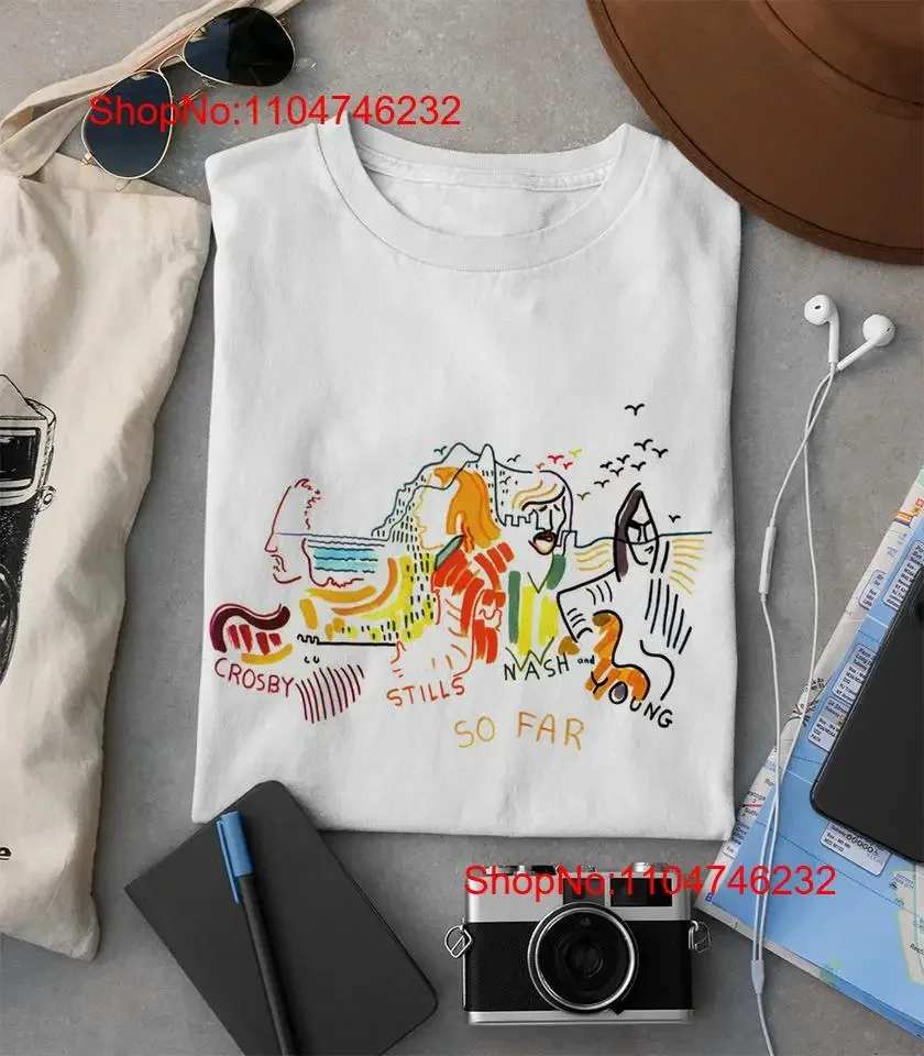 Crosby Stills Nash Young album White T shirt All sizes 1F536 vintage Washed fashion Casual graphic Unisex Top For Everyday Wear