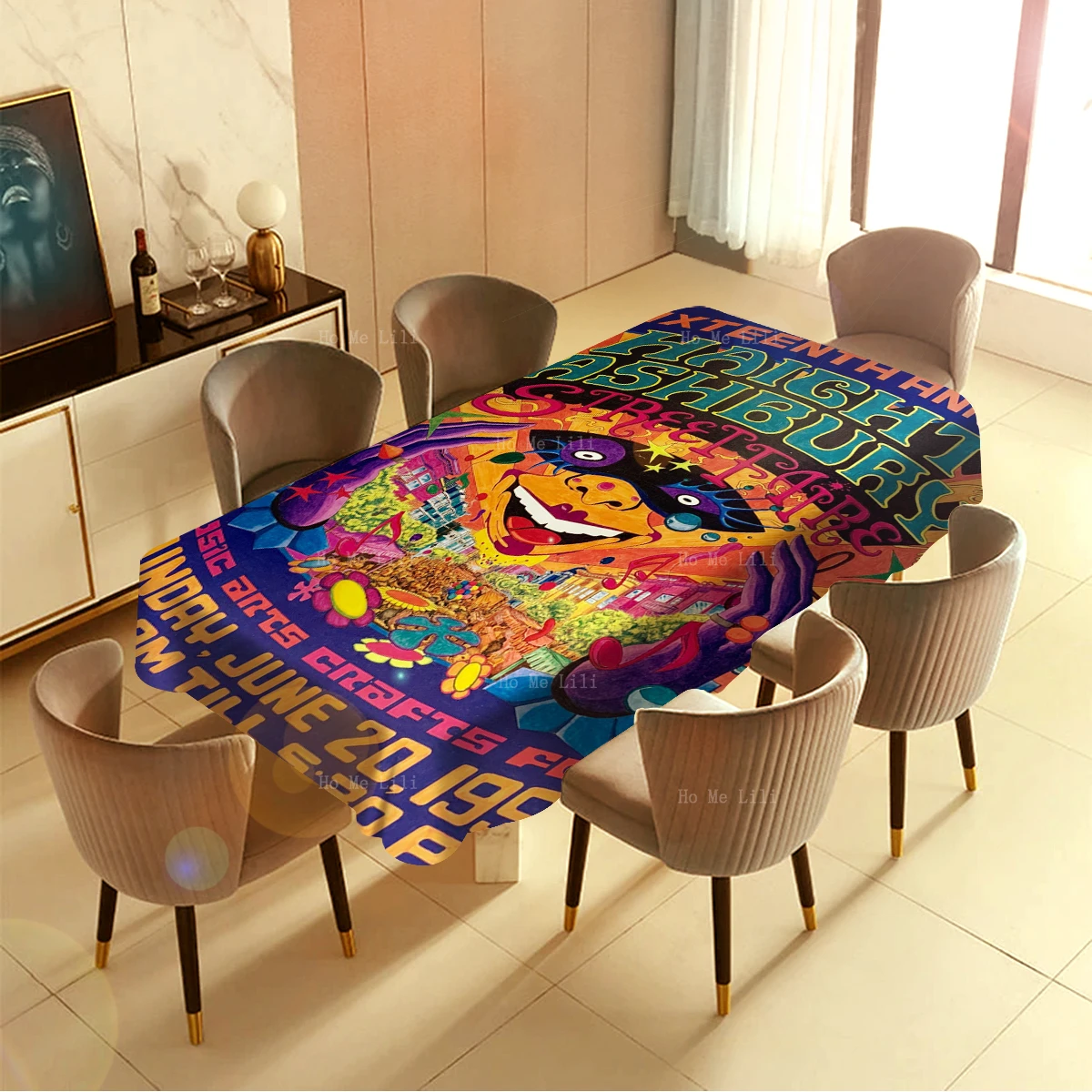 Haight Ashbury Street Fair San Francisco Mermen Poster Creative Stain Resistant Tablecloth By Ho Me Lili For Tabletop Decor