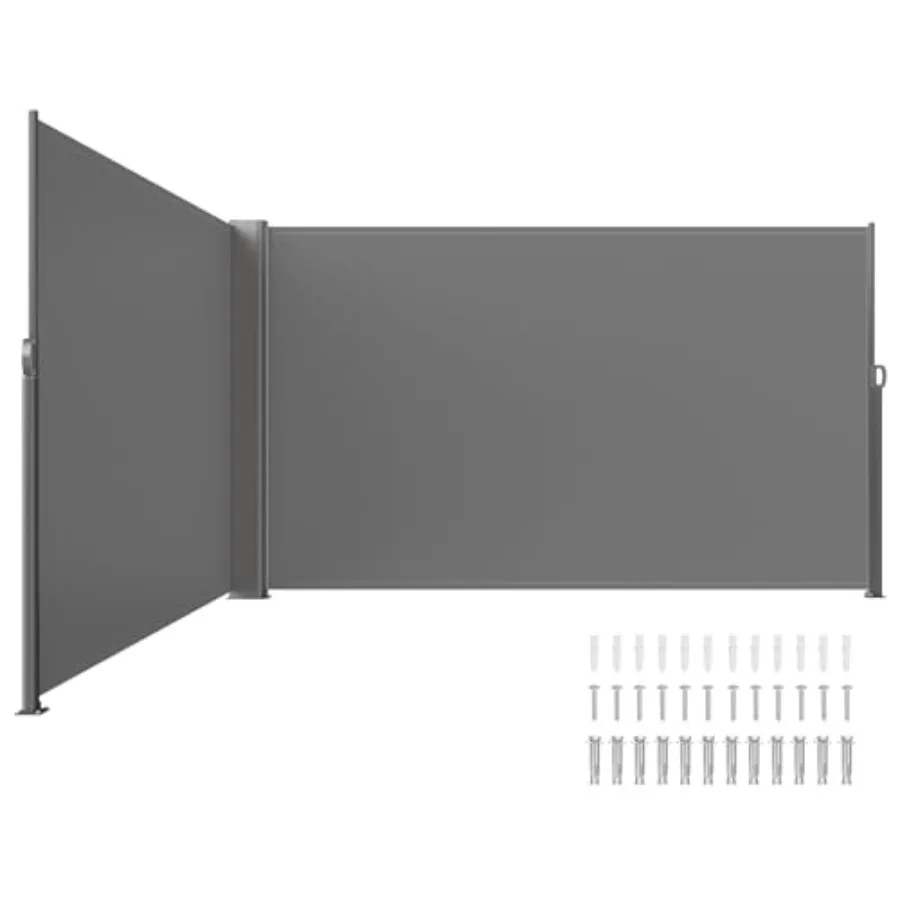 Retractable Side Awning, UV 50 71''x 236'' Full Aluminum Rust-Proof Patio Sunshine Screen, 280 g Thicken Privacy Divider and Wi