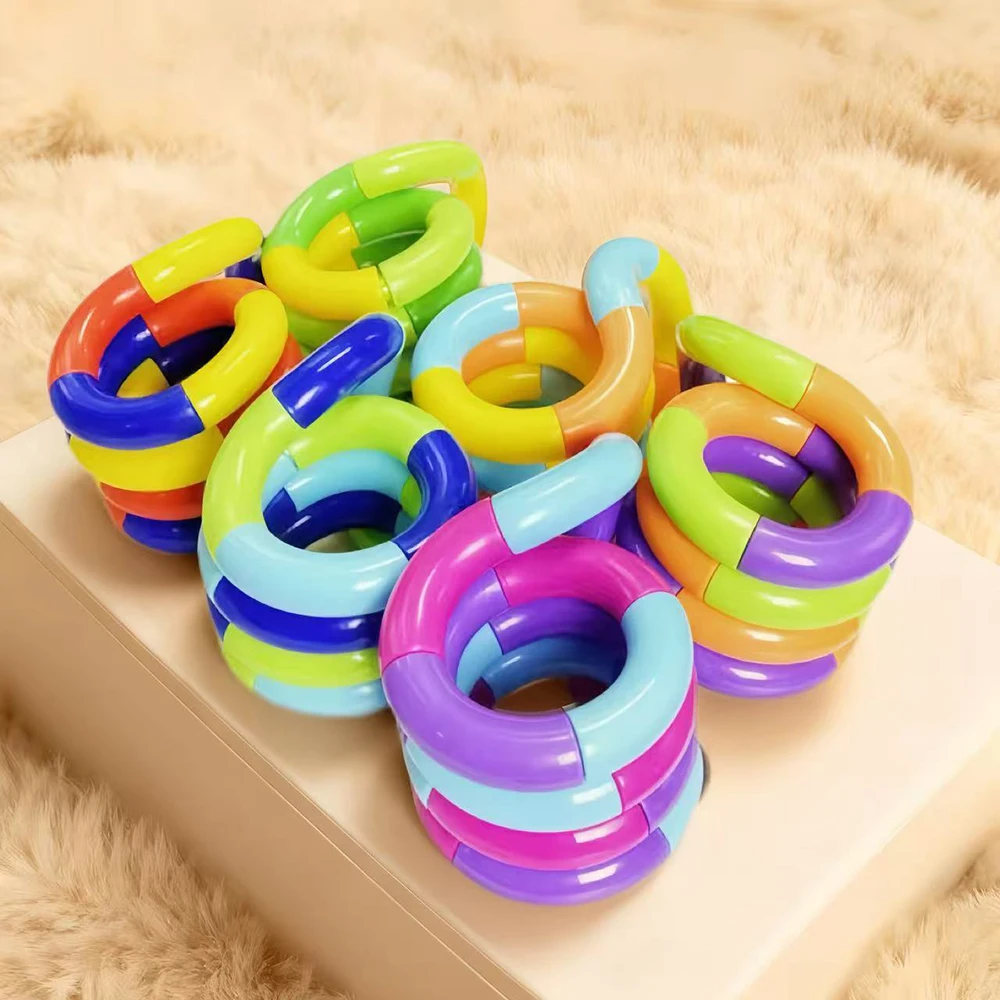 ツイストスピナー フィジェットトイ 楽しい教育玩具 大人 子供 ティーン向け ツイストチェーンロープ 圧力感覚 ストレス解消おもちゃ 指遊び