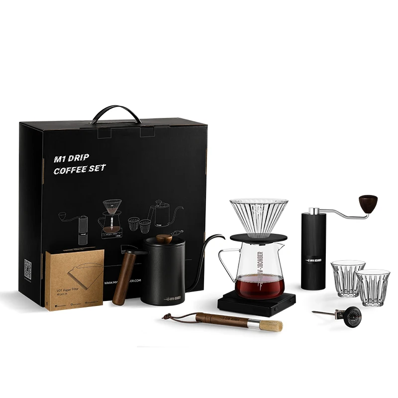 MHW-3BOMBER Deluxe Hand Brewed Coffee Set of 1 Pieces Kitchen Espresso Scale Coffee Grinder and Filter Cups Pour Over Kettle