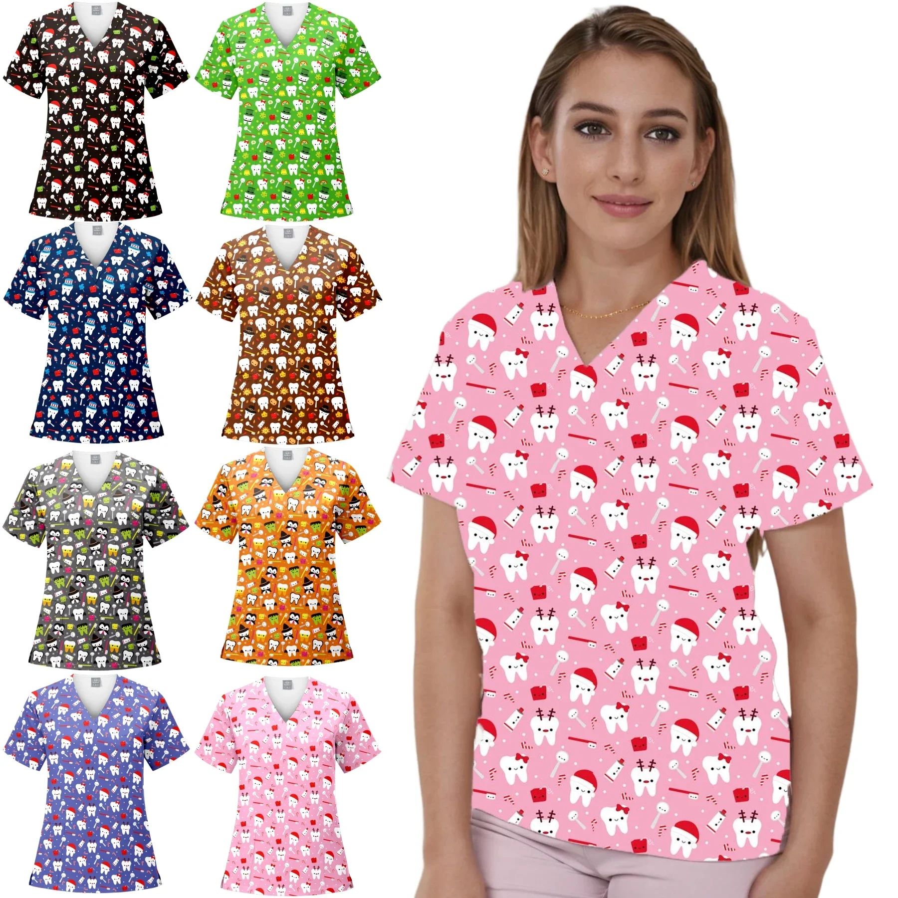 S-XXL Pet Grooming Doctor Work Clothes Dentistry Workwear Men and Women Anesthetist Uniform Wholesale Printed Scrubs Tops/shirts