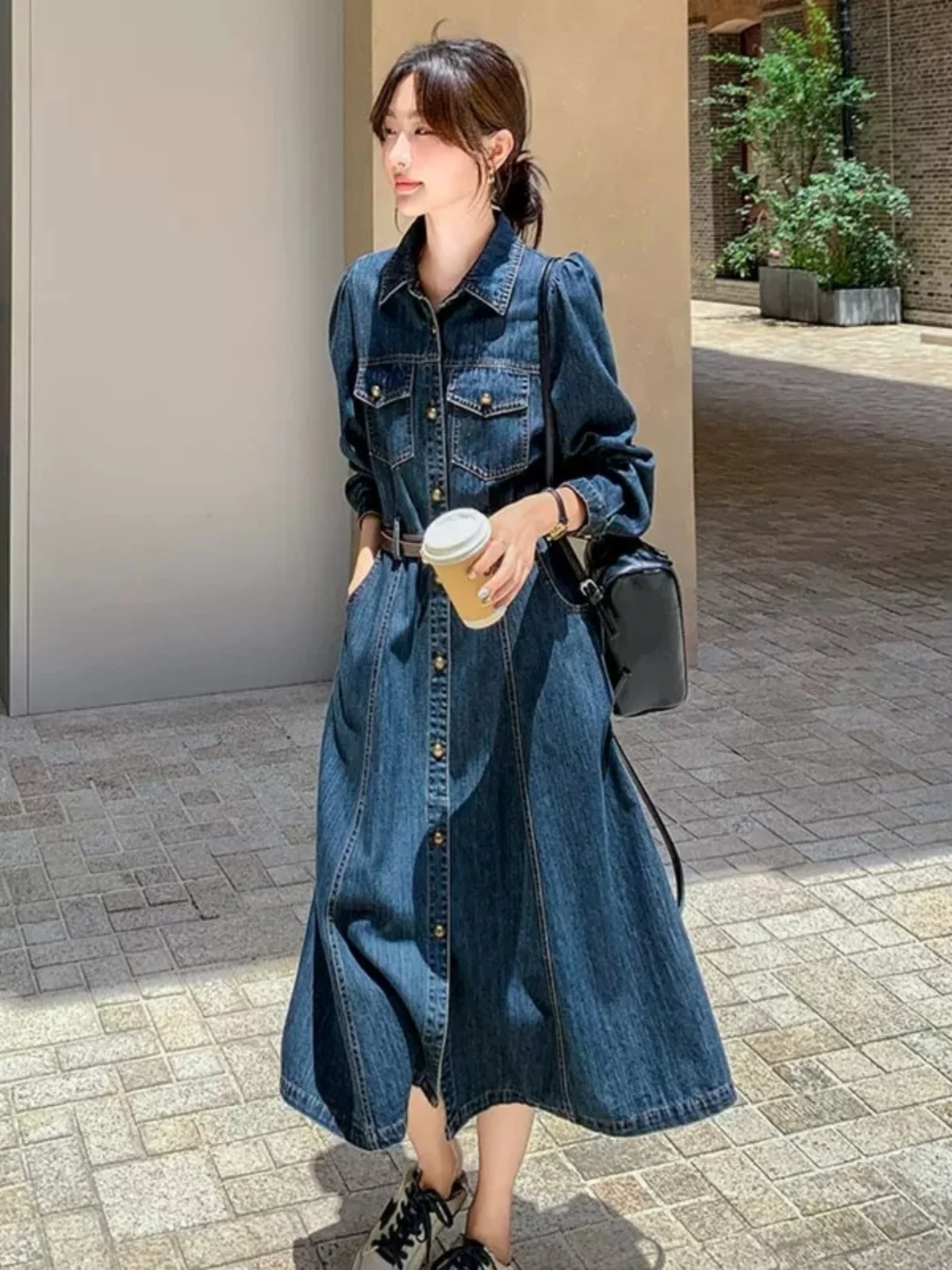 Wczesnojesienny dżins vintage Dr. Damski, wiosna-jesień 2025, nowa, ekskluzywna, elegancka, wyszczuplająca, długa spódnica Dr.