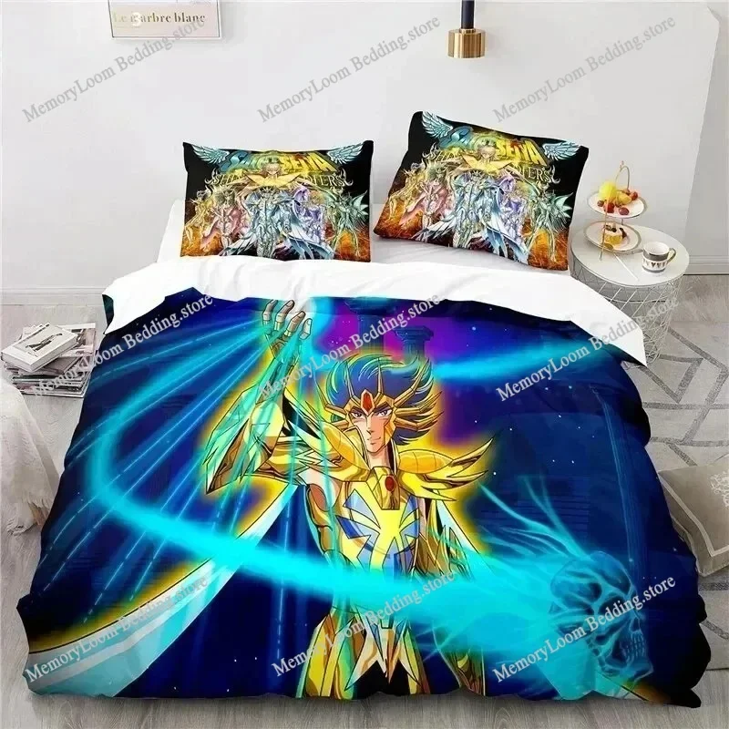Anime Saint Seiya LOST CANVAS Bedding Set Duvet Cover Bed Set Quilt Cover Pillowcase Comforter king Queen Size Boys Adult