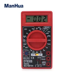 ManHua DT830B Mini Digital Multimeter with LCD Overload Protection Voltage Amperage Test Probe DC AC Red