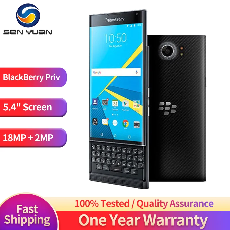 BlackBerry Priv Unlocked Original Mobile Cell Phone 5.4' AMOLED Cellphone 3GB RAM 32GB ROM 18MP Camera Slider Smartphone Android