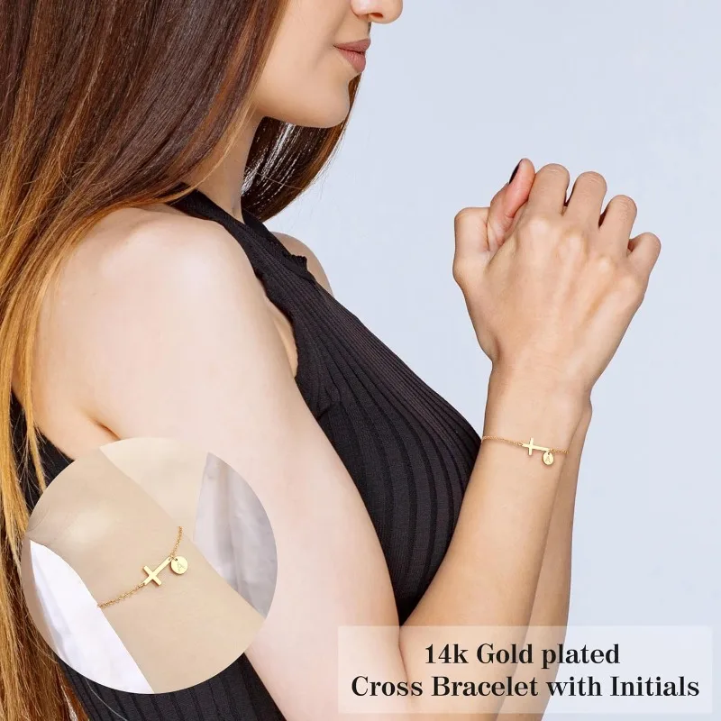 جوهرة الميلاد الصليب سوار للنساء في سن المراهقة الفتيات لذيذ الذهب ربط سلسلة أساور الهدايا المسيحية عيد الفصح المعمودية المجوهرات الدينية #4