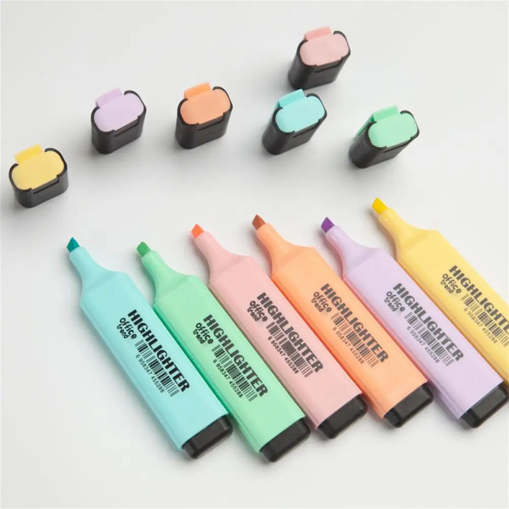 Highlighter Eye-protection Smooth Drawing Quick Drying Novelty Colored Pastel Drawing Pen Fluorescent Note Highlighter
