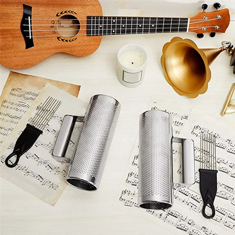 Quality 2Sets Of Metal Scrapers 8X3 Inch Stainless Steel Instruments Percussion Instruments Live Performance Tools With Scrapers