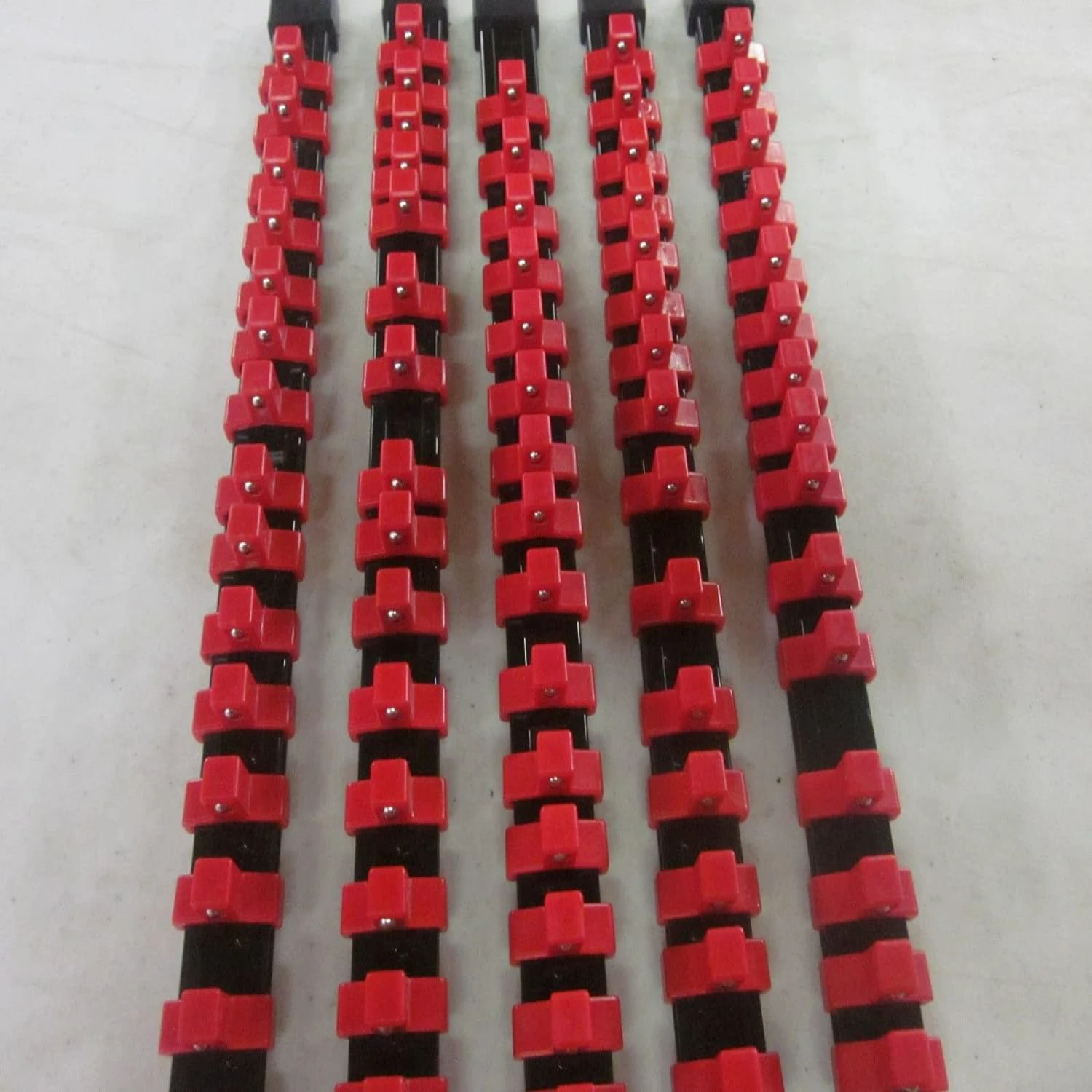 

Efficient and Stylish Red Industrial 3/8" ABS Mountable Socket Rail Holder Organizer - Durable and Versatile Tool Organization S