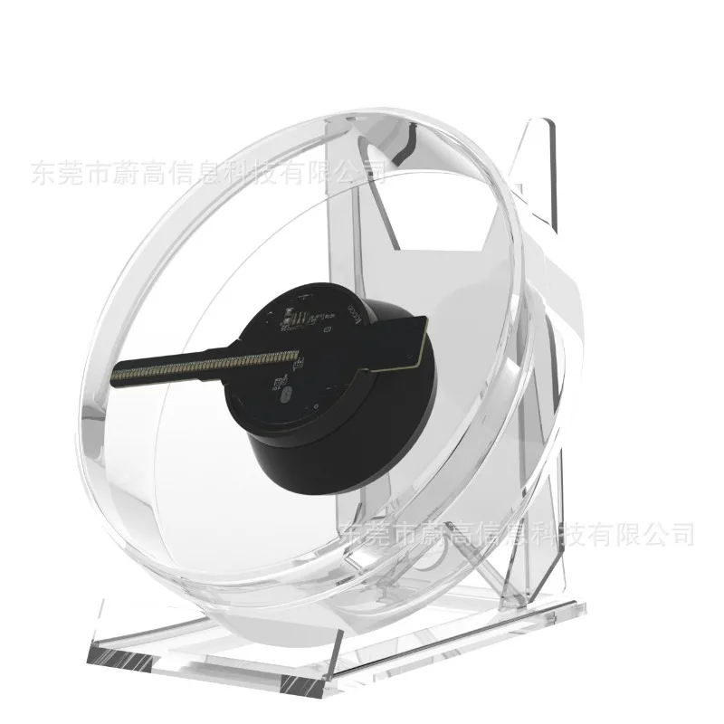 Desktop LED Hologram Fan Advertising Machine, Transparent Cover, Audio Playback, USB Powered Hologram Screen