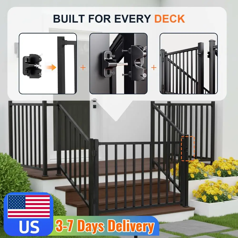 

Courtyard Isolation Gates with Latch & Auto-Closing Hinge Powder-Coat Patio Fence Rust Proof for Stairs & Doorways