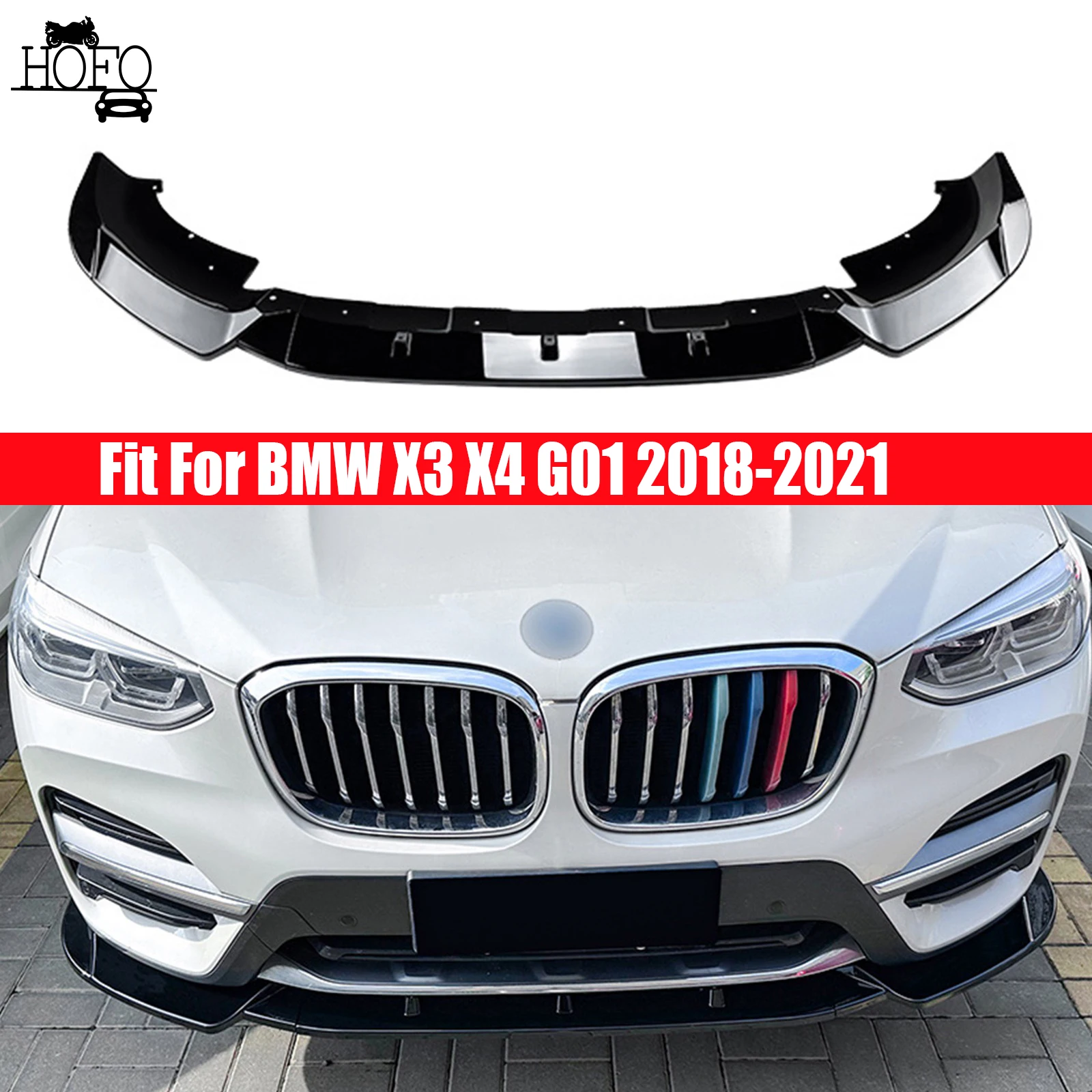 

3PCS Front Bumper Separator Bumper Lip Body Kit Duck Lip Separator Body Kit For BMW X3 X4 G01 G02 2018-2021 Carbon Fiber