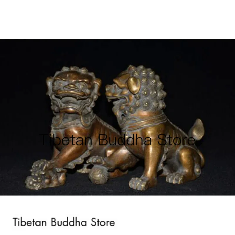 Pure copper imitation red copper lion beast ornaments