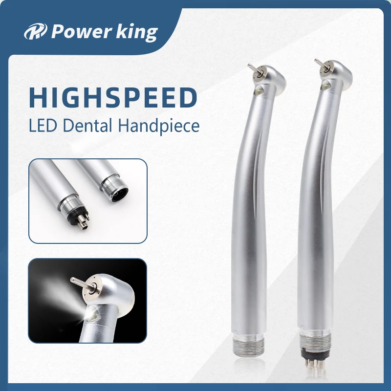 Dental Handpiece Ceramic Bearing Kit LED Light High Speed 3 Water Spray with Rotor 2/4 Holes E-generator Air Turbine Push Button