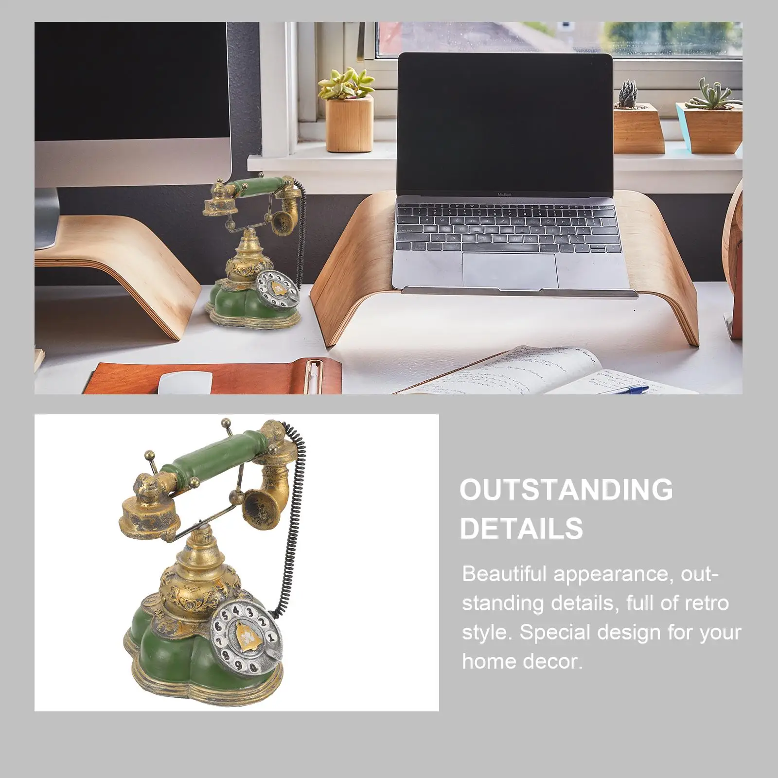 

Telephone Ornament Prop Vintage Landline Retro Resin Model Display Decorative Fake Office