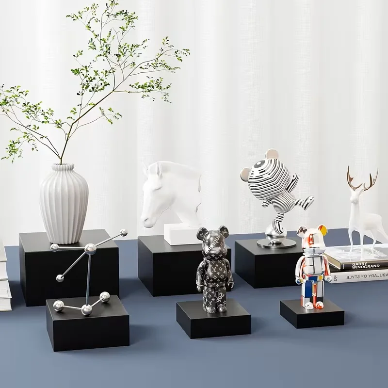 6-Piece Set 3-8 Inch White/Clear Acrylic Cube Display Bases - Buffet Stands, Home Decor Display Holders & Multifunctional Storag