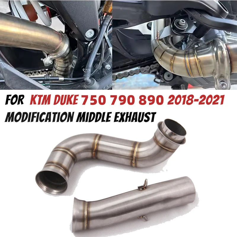 

Для KTM DUKE 750 790 890 KTM790 2018-2021 мотоциклетная выхлопная труба из нержавеющей стали, модифицированная средняя соединительная труба, глушитель 51 мм