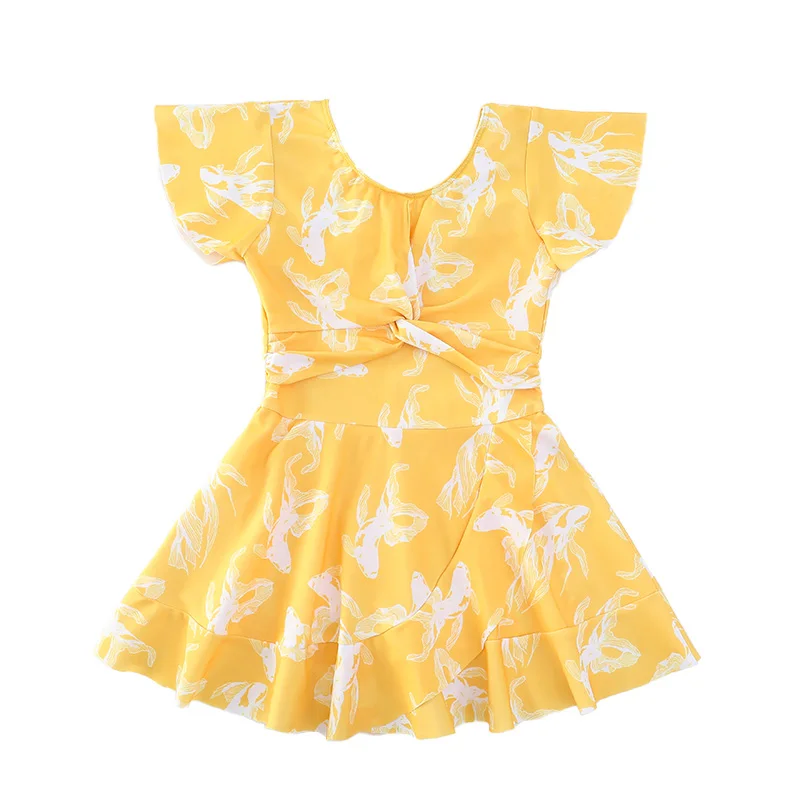 

Girls One Piece Swimsuits Students Bathing Wear Little Girl Swimming Dress Baby Swimsuit+UV Protection Child Swimwear Size 4-14Y