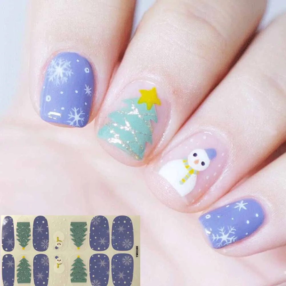 6 pezzi pupazzo di neve set di adesivi per nail art toppa per unghie rimovibile manicure creativa fai da te compleanno festa di Natale decalcomanie adesivo per unghie finte