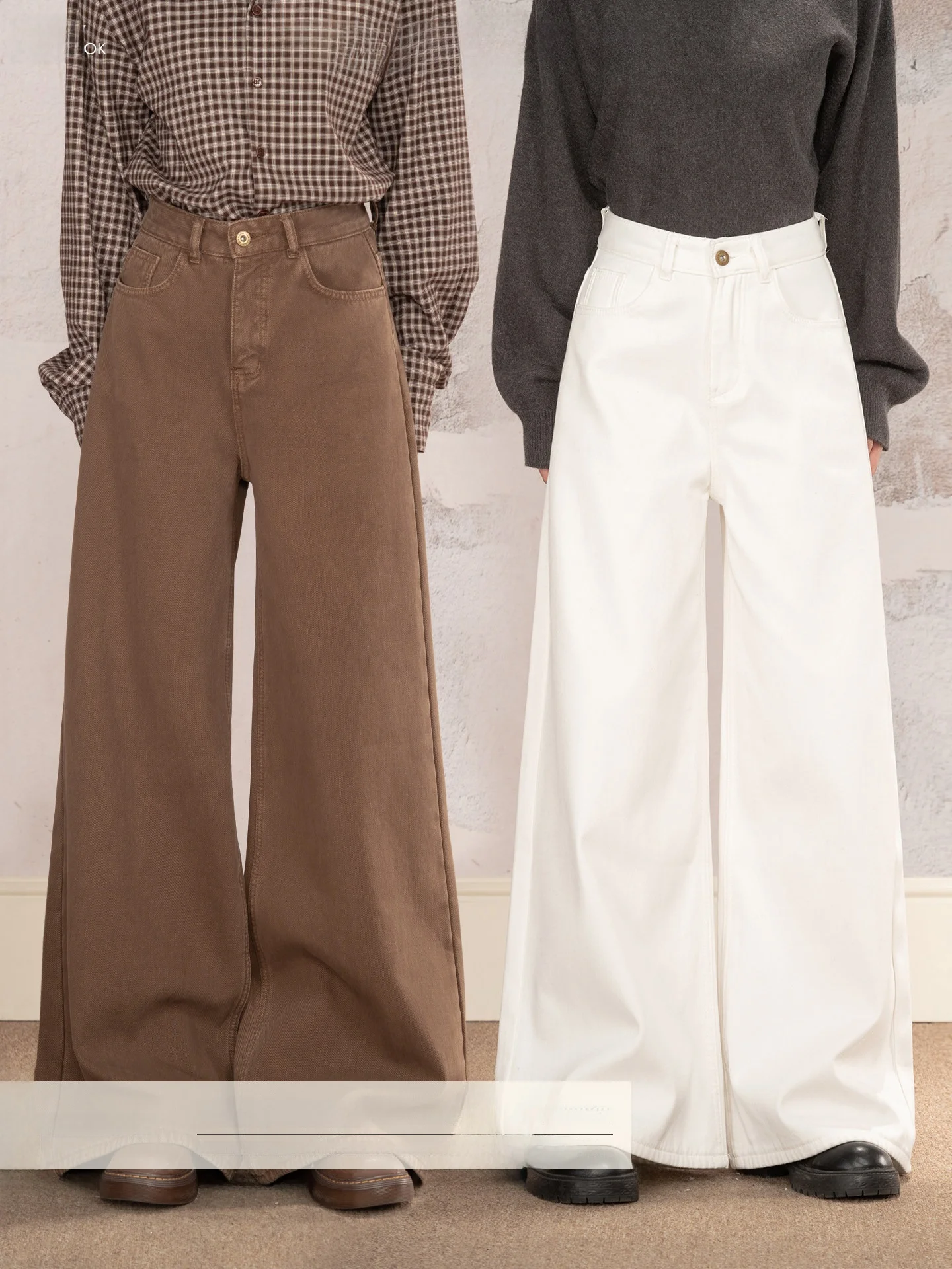 

Джинсы Loveheynew Vintage Hong Kong: утепленные, широкие, с высокой талией, для женщин, зимние, стройнящие, длинные брюки