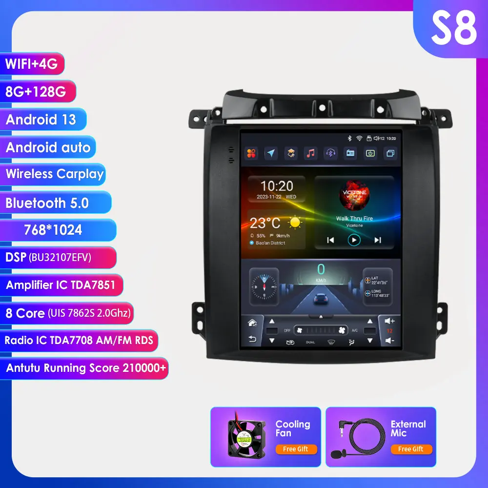 9.7 "Carplay Android 13 Auto Autoradio Voor Kia Sorento BL 2002-2006 Tesla GPS Multimedia Autoradio auto intelligente systemen Stereo