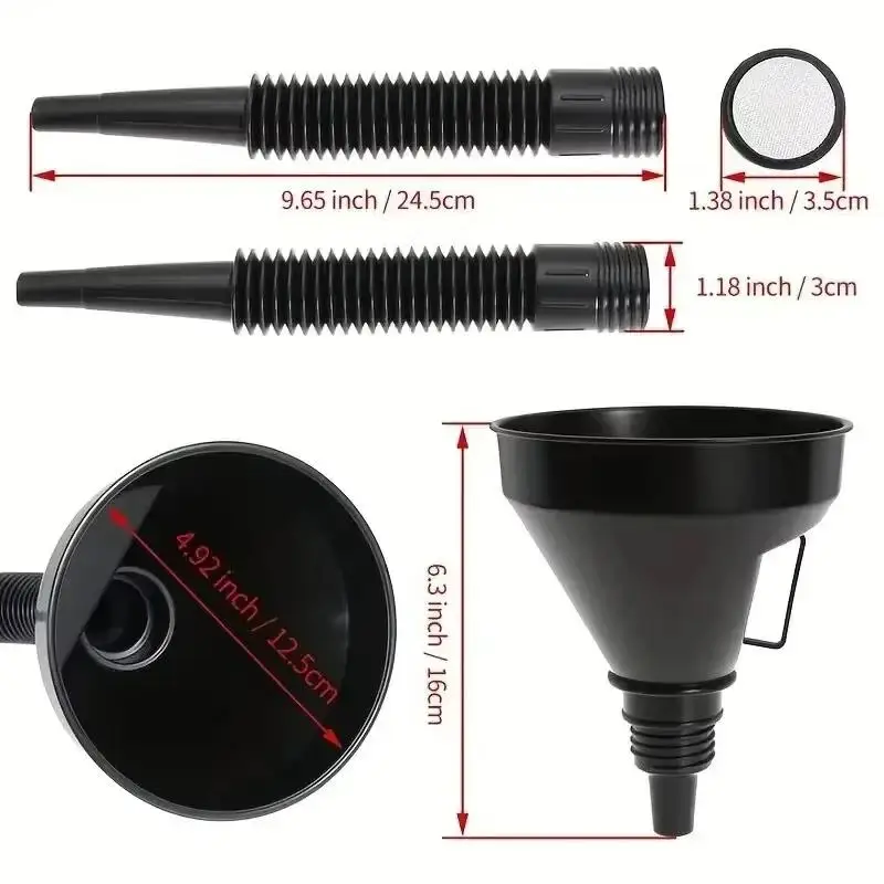 Universal Oil Funnel With Filter Pipe Handle Set Diesel Gas Fuel Filler Tools Car Accessories For Truck Motorcycle Off Road 4x4