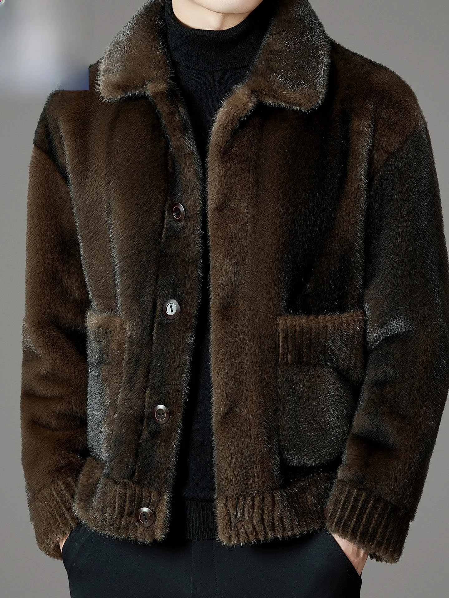 

TUCANO Men's Winter Jaet ort Suede Velvet Snow Leopard Fur Collar Inteated Leather And Fur Outdoor Warm Thiened Long ...